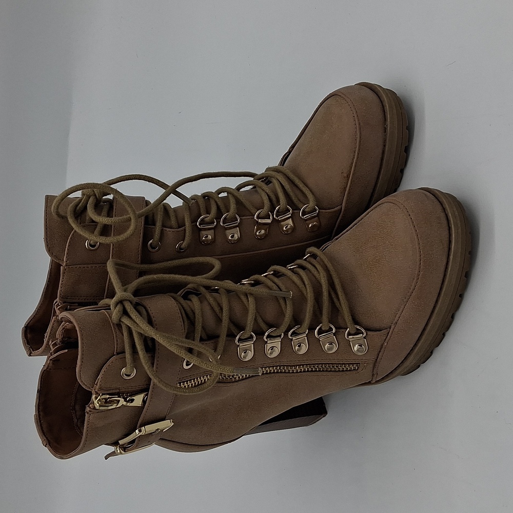 G by Guess Grazzy Lace-Up Heeled Booties Tan 9M
